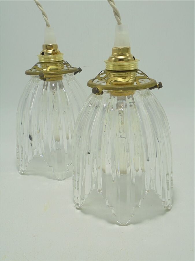 Pair of glass pendant lights