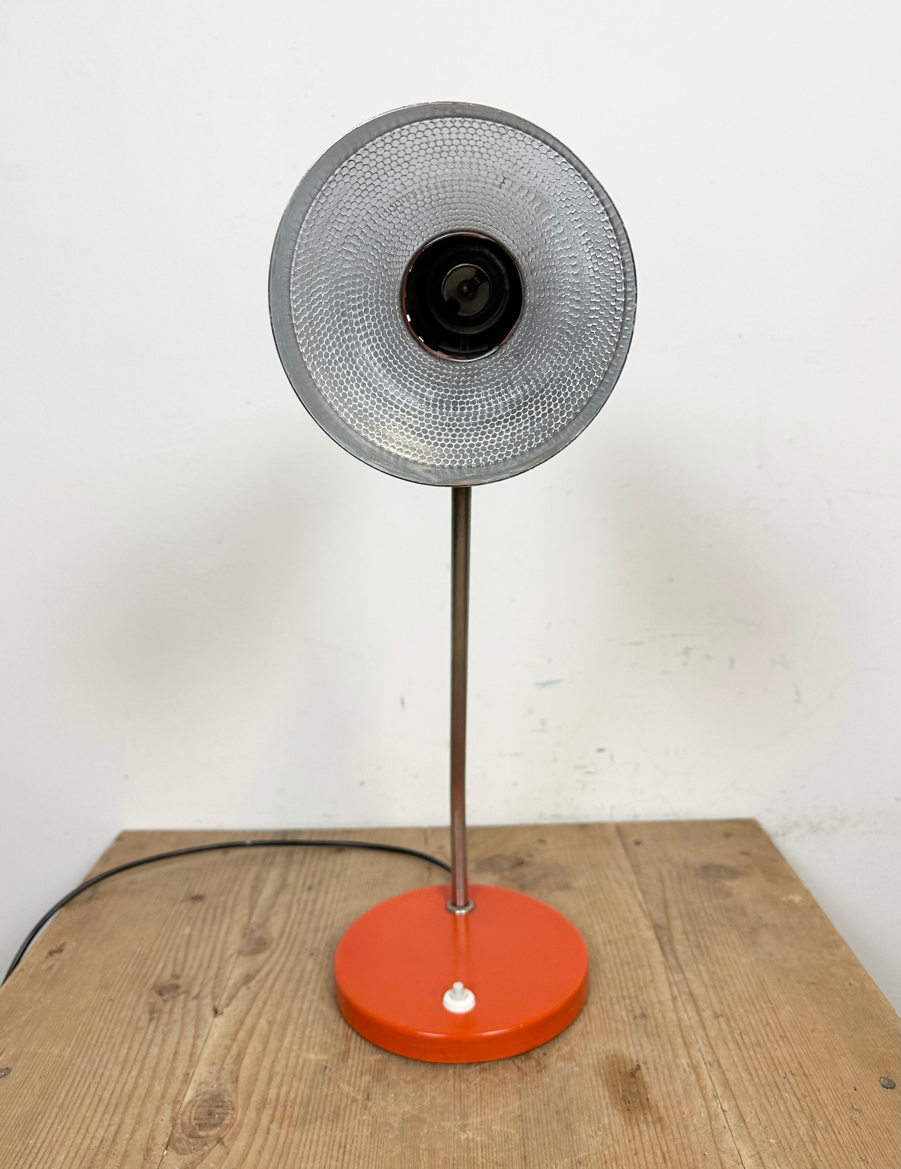 Vintage orange east german table lamp from aka leuchten, 1970s