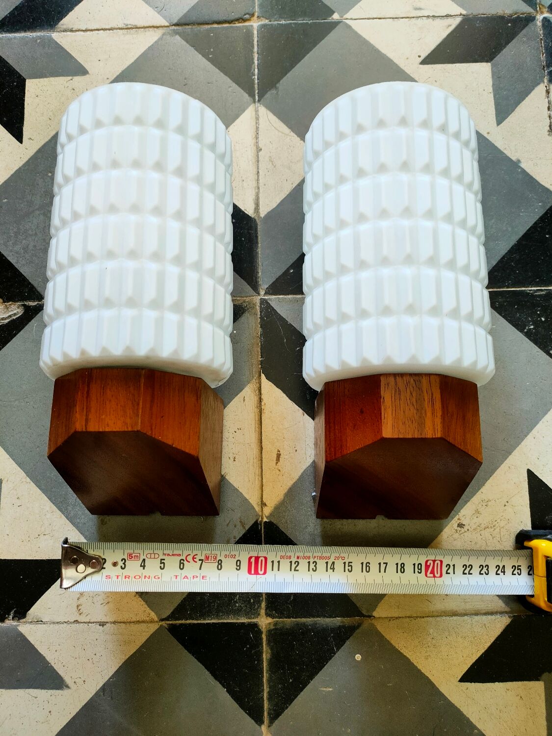 Paire appliques scandinave opaline teck