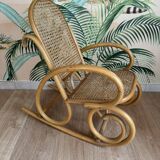 Vintage rattan rocking chair for children