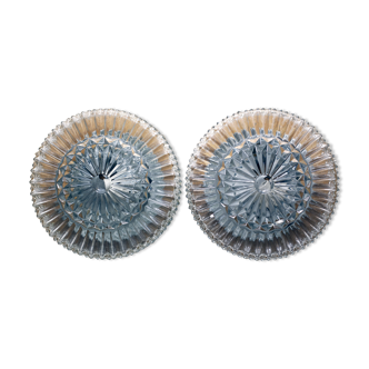 Pair of wall lamps or ceiling lamp rose in glass
