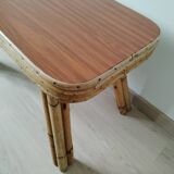 Designer table in bamboo and teak veneer, 1970s