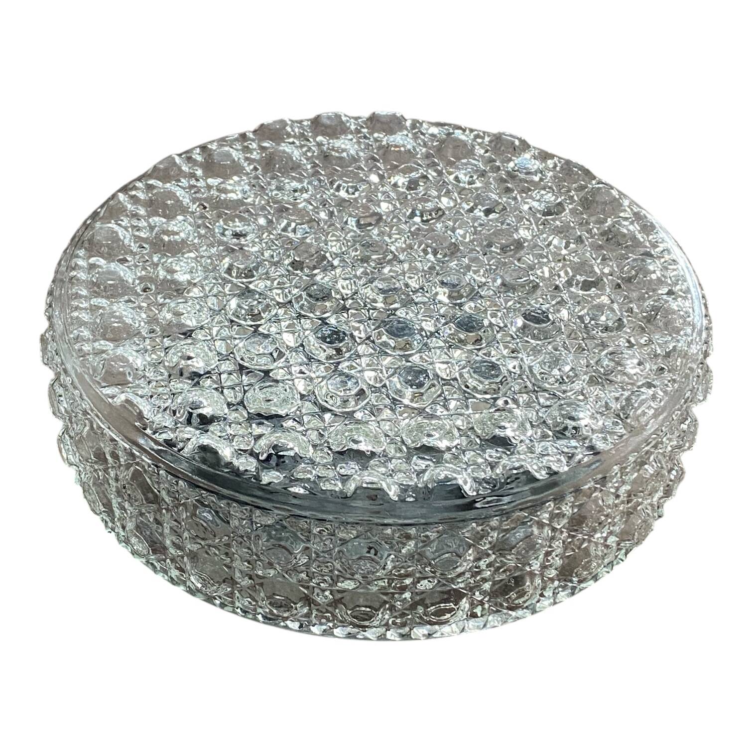 Large round wall light or ceiling light with transparent glass, 25 cm.