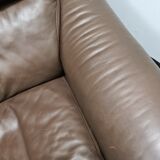 Fauteuil Rolf Benz en cuir brun vintage