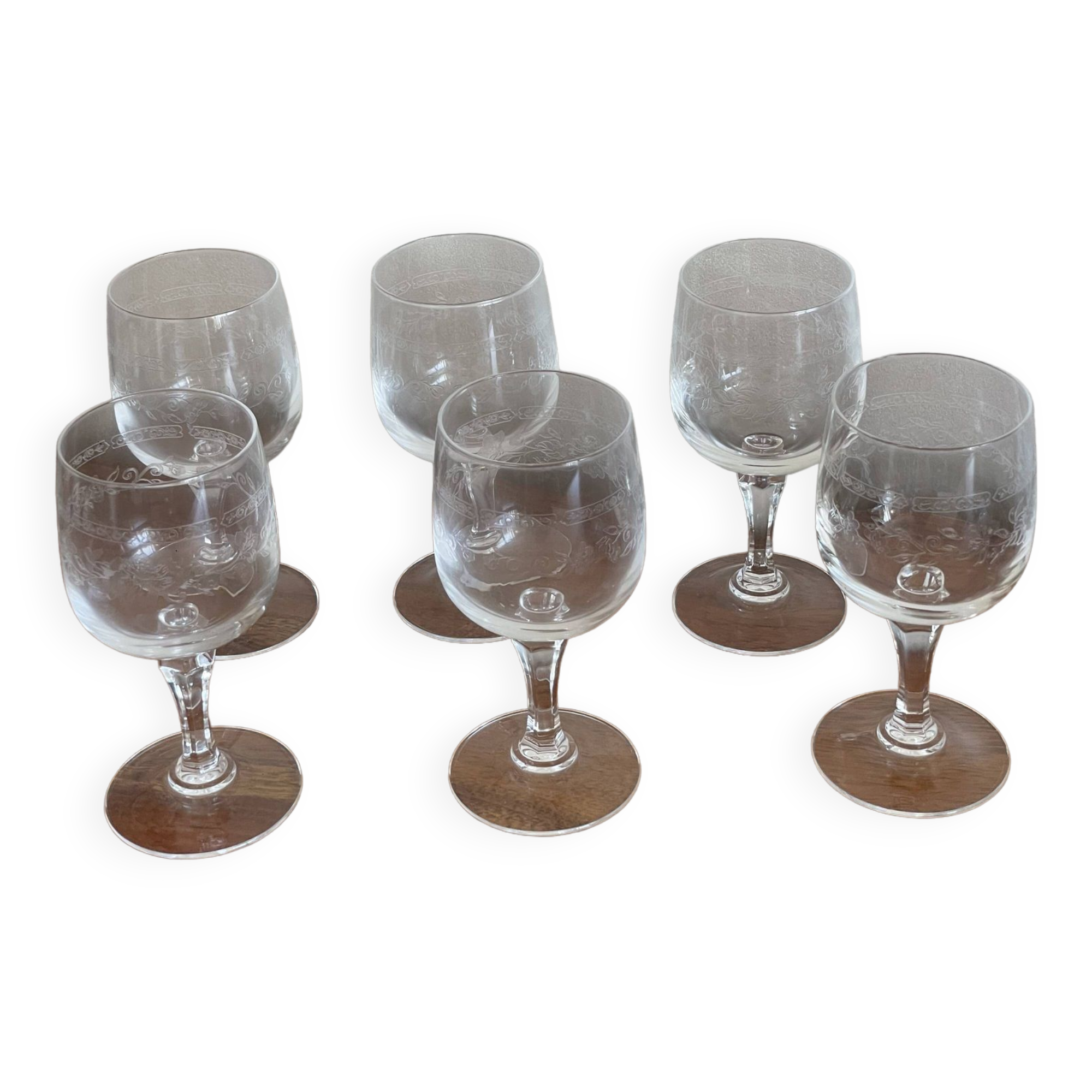 6 Matignon crystal wine glasses