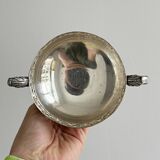 Metal and glass pedestal bowl