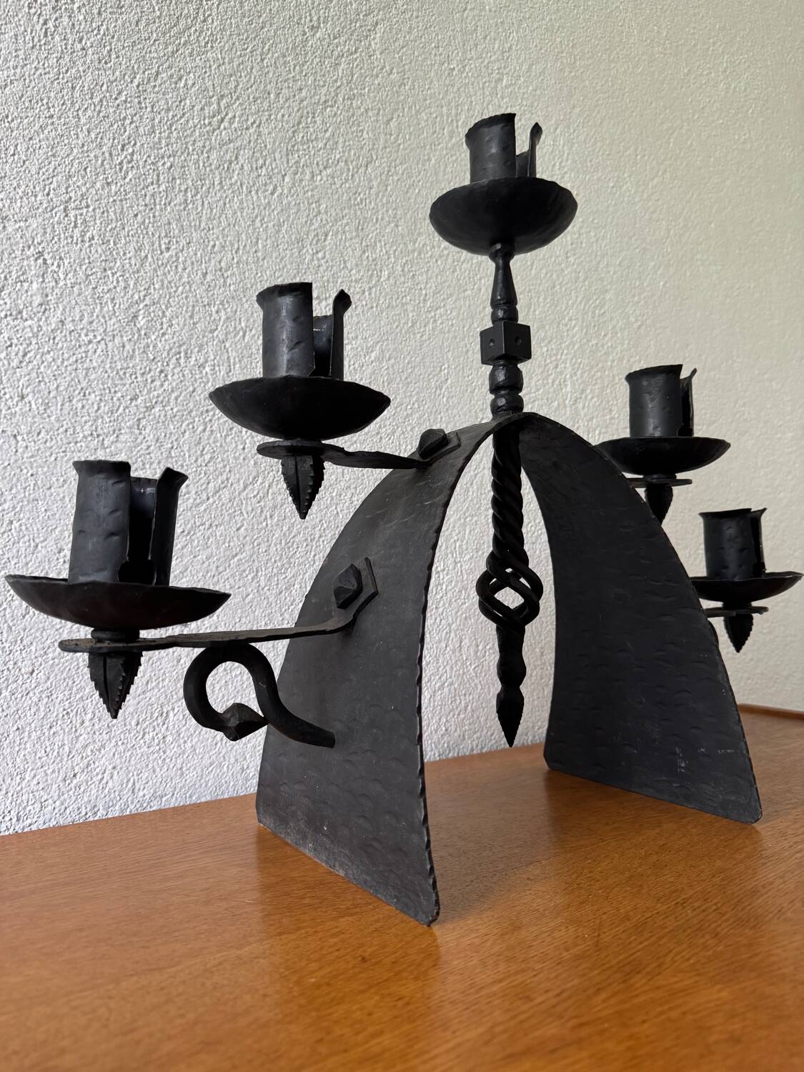 Brutalist wrought iron chandelier from the 60s