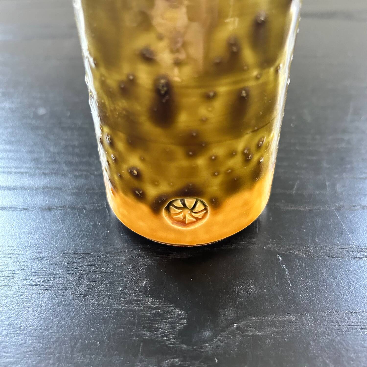 Green and yellow soliflore vase