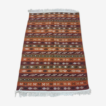 Kilim berbère fait à la main en pure laine multicolore 119 x 177 cm