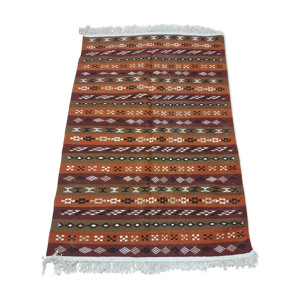 Kilim berbère fait à la main en pure laine multicolore 119 x 177 cm