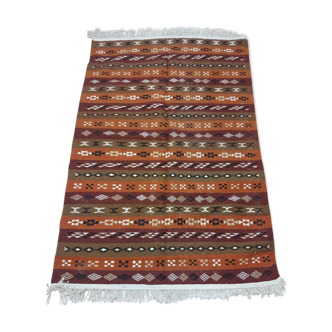 Kilim berbère fait à la main en pure laine multicolore 119 x 177 cm