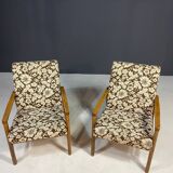 Pair of retro armchairs with floral upholstery, Czechoslovakia, 1960s