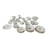 Gorgeous Herend Hungary Apponyi Chinese Bouquet Green Complete Dinner, Brea