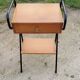 Pair of bedside tables from the 60s in gilded oak and tubes stamped Descher