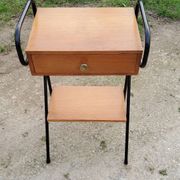 Pair of bedside tables from the 60s in gilded oak and tubes stamped Descher