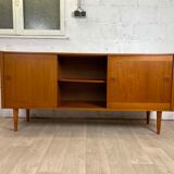 Large vintage Scandinavian teak row signed Clausen & Son, 60s