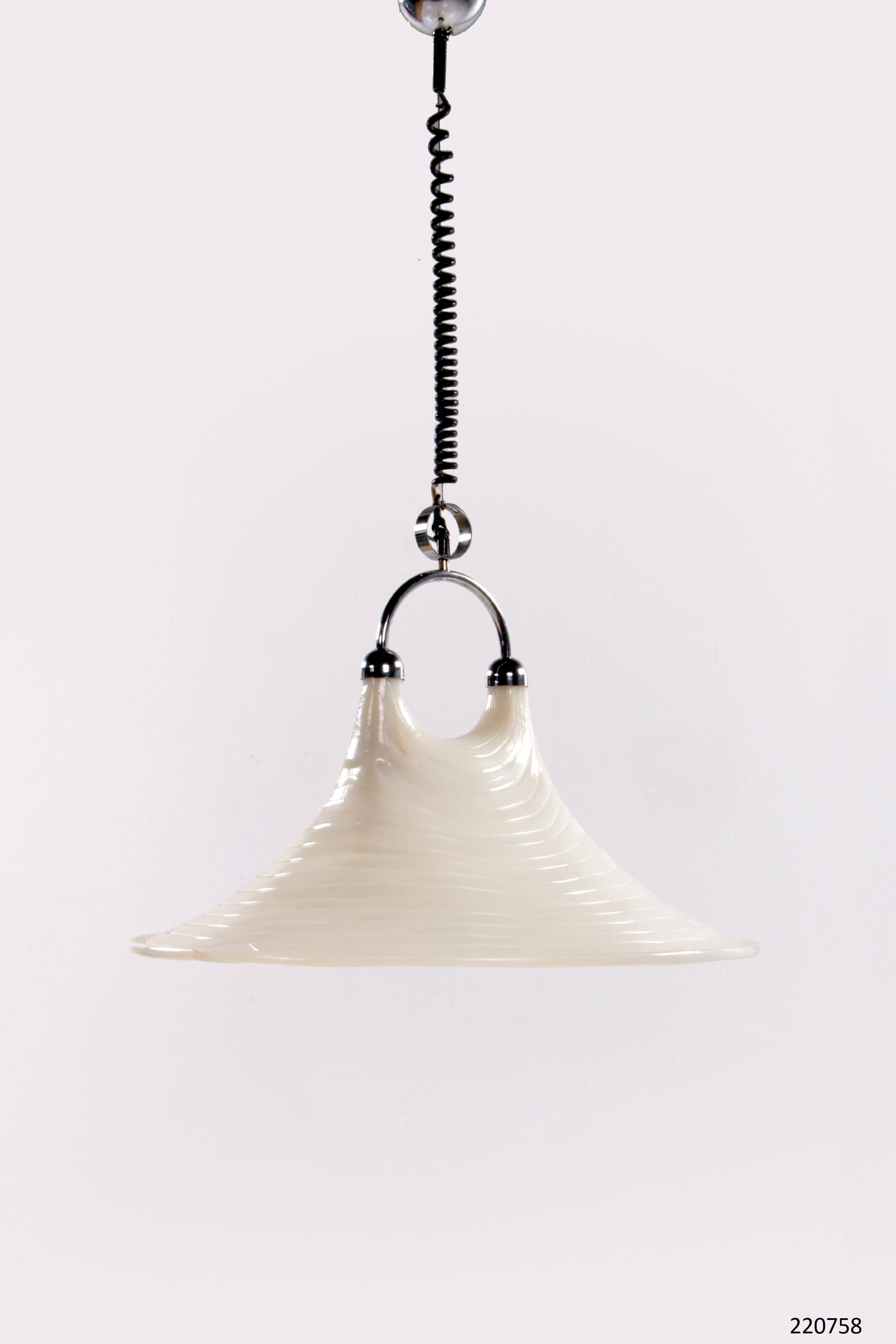 Vintage Space Age White hanging lamp Cristallux Germany 70