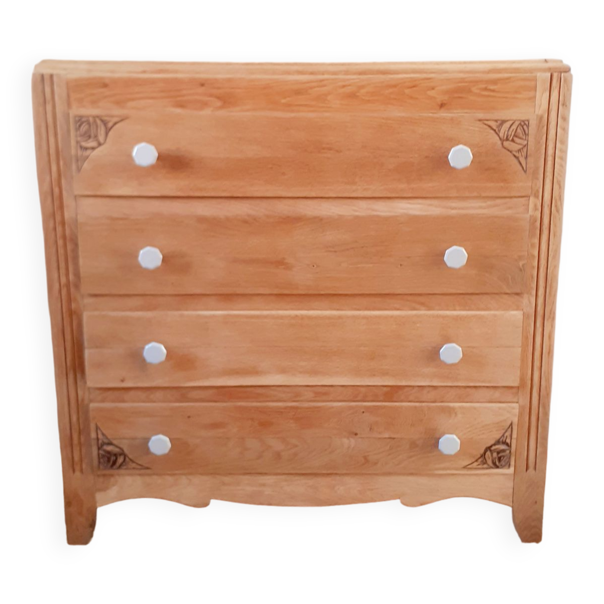 Oak and porcelain chest of drawers