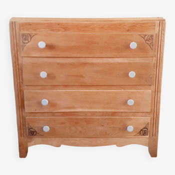 Oak and porcelain chest of drawers