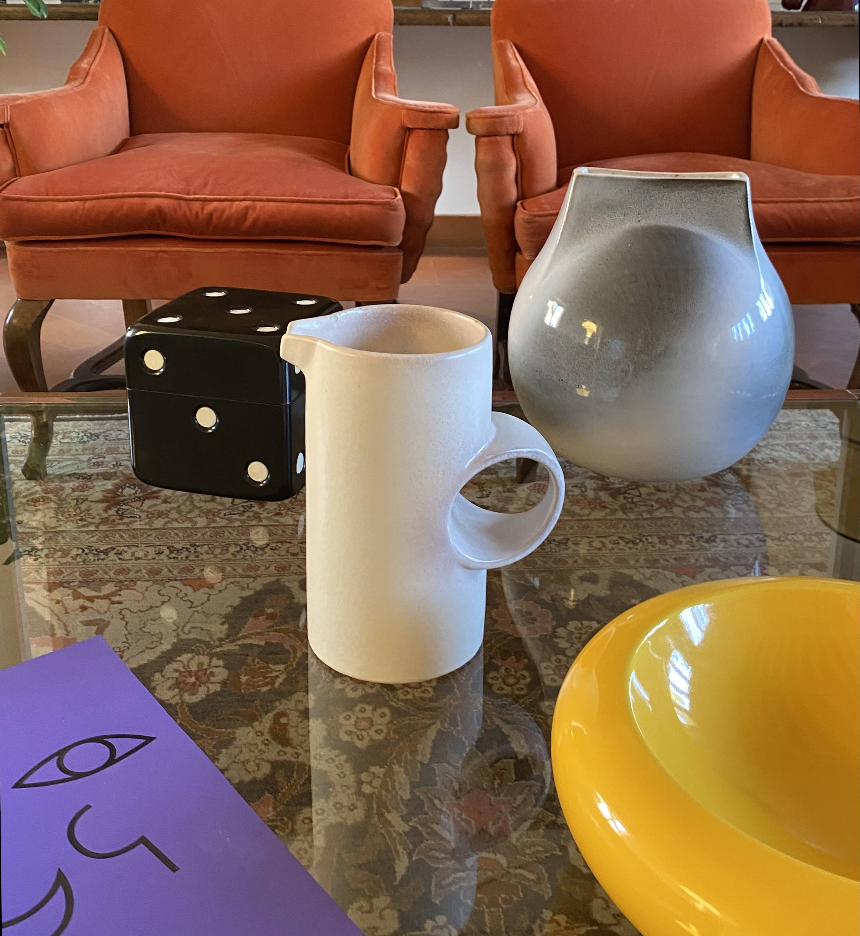 Organic modern white ceramic vase / jug, La Sfera Italy 1980s