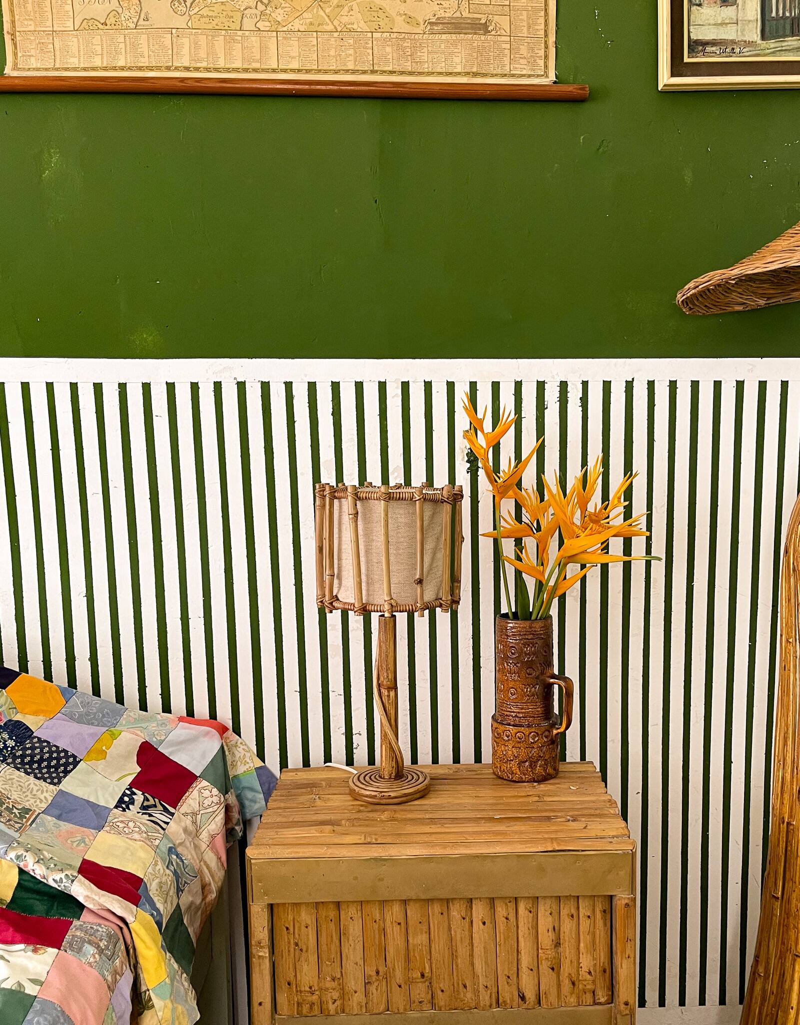 Vintage Bamboo Table Lamp, Organic Bamboo Lamp