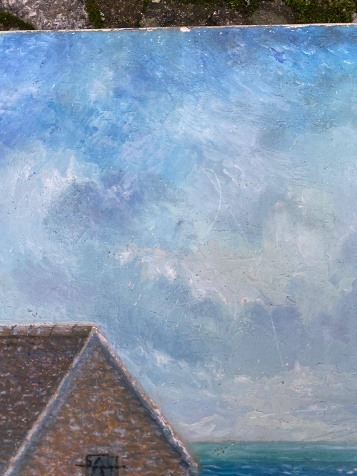 Oil painting on canvas, house by the sea, signed Lelaidier, 73x5