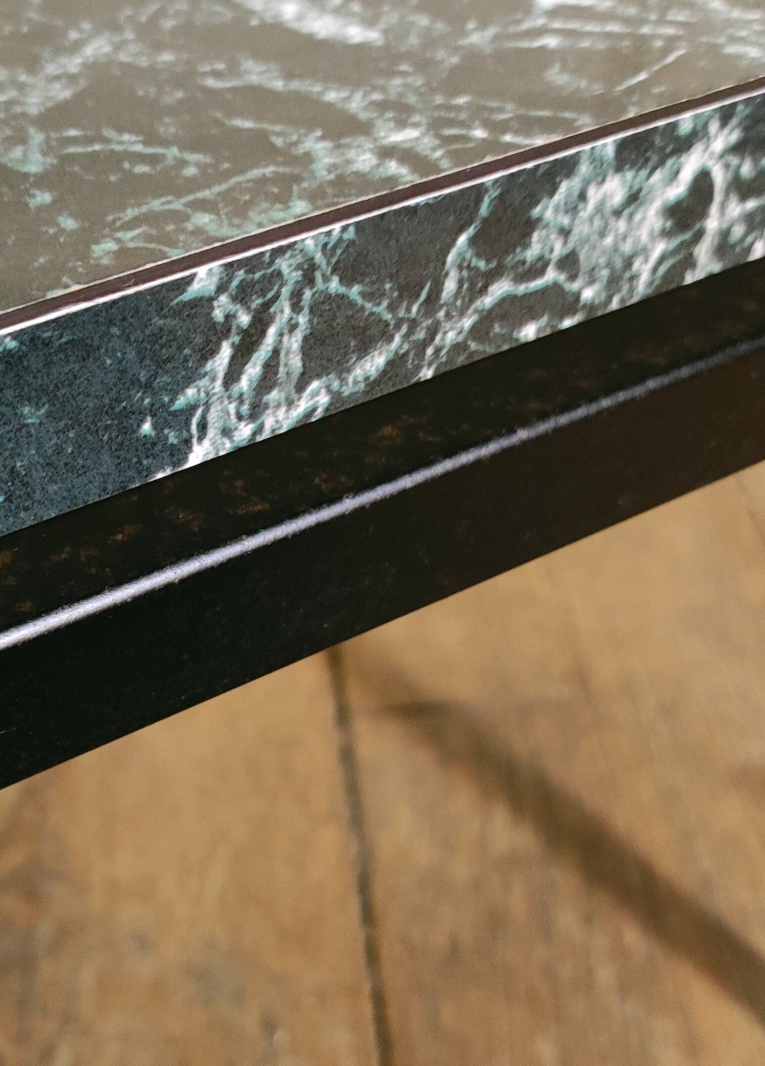 Modernist coffee table in green marbled black Formica