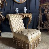 Napoleon III period armchair in yellow upholstered fabric - 19th century