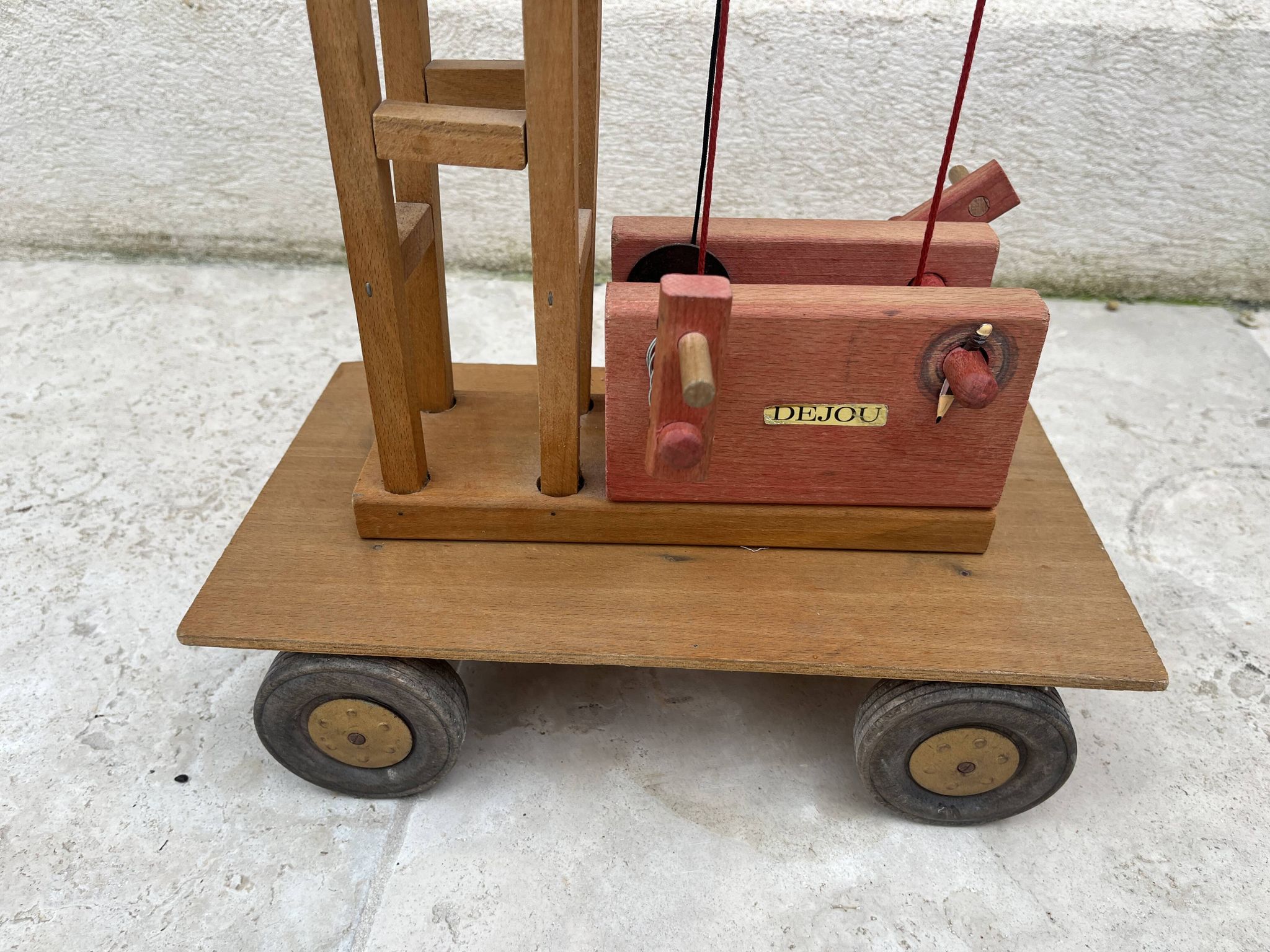 jouet grue en bois Déjou vintage années 60