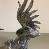 Vintage silver metal roosters
