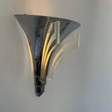 Art Deco modernist wall lamp, chrome and sandblasted glass, France 1930