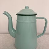 Mint green enamelled sheet metal coffee maker