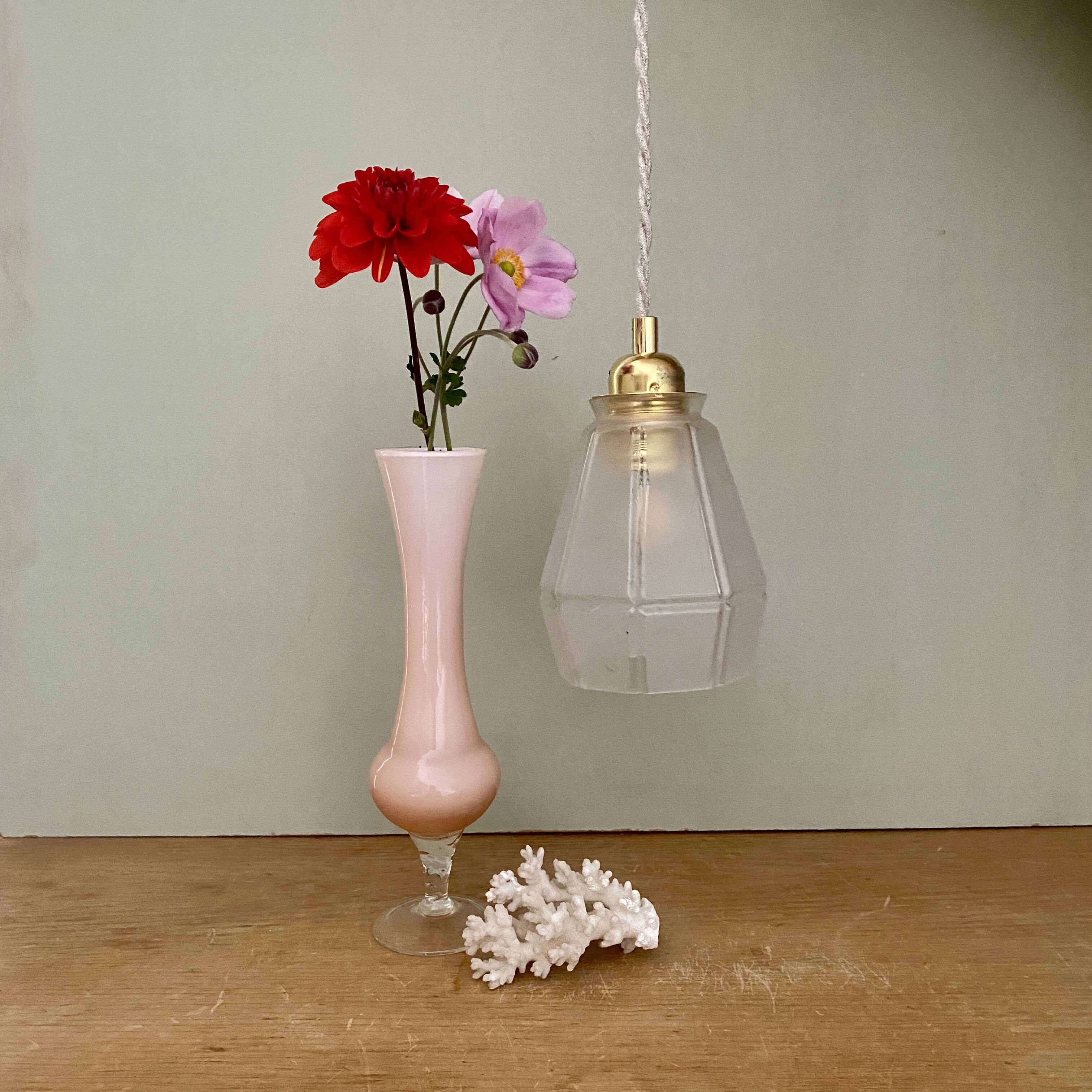 Vintage art deco frosted glass tulip pendant light