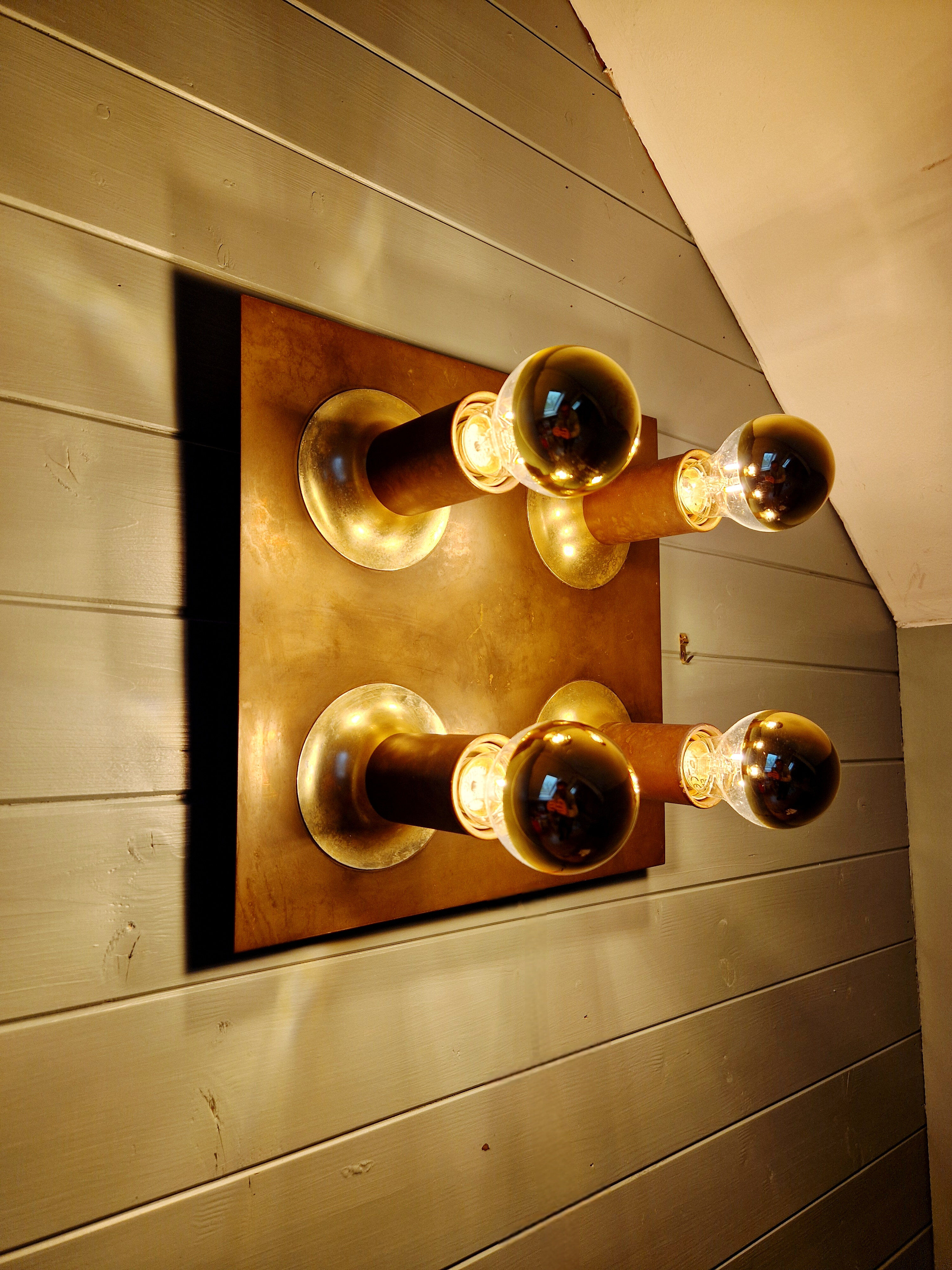 Space Age ceiling light/wall lamp in brass, Cosack Leuchten, 1970.