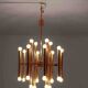 Grand lustre tubulaire Sciolari en laiton, Italie années 1960
