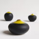 Trio of black and yellow miniature ceramics Antonio Lampecco