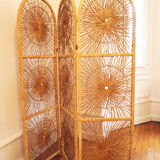 Rattan peacock screen