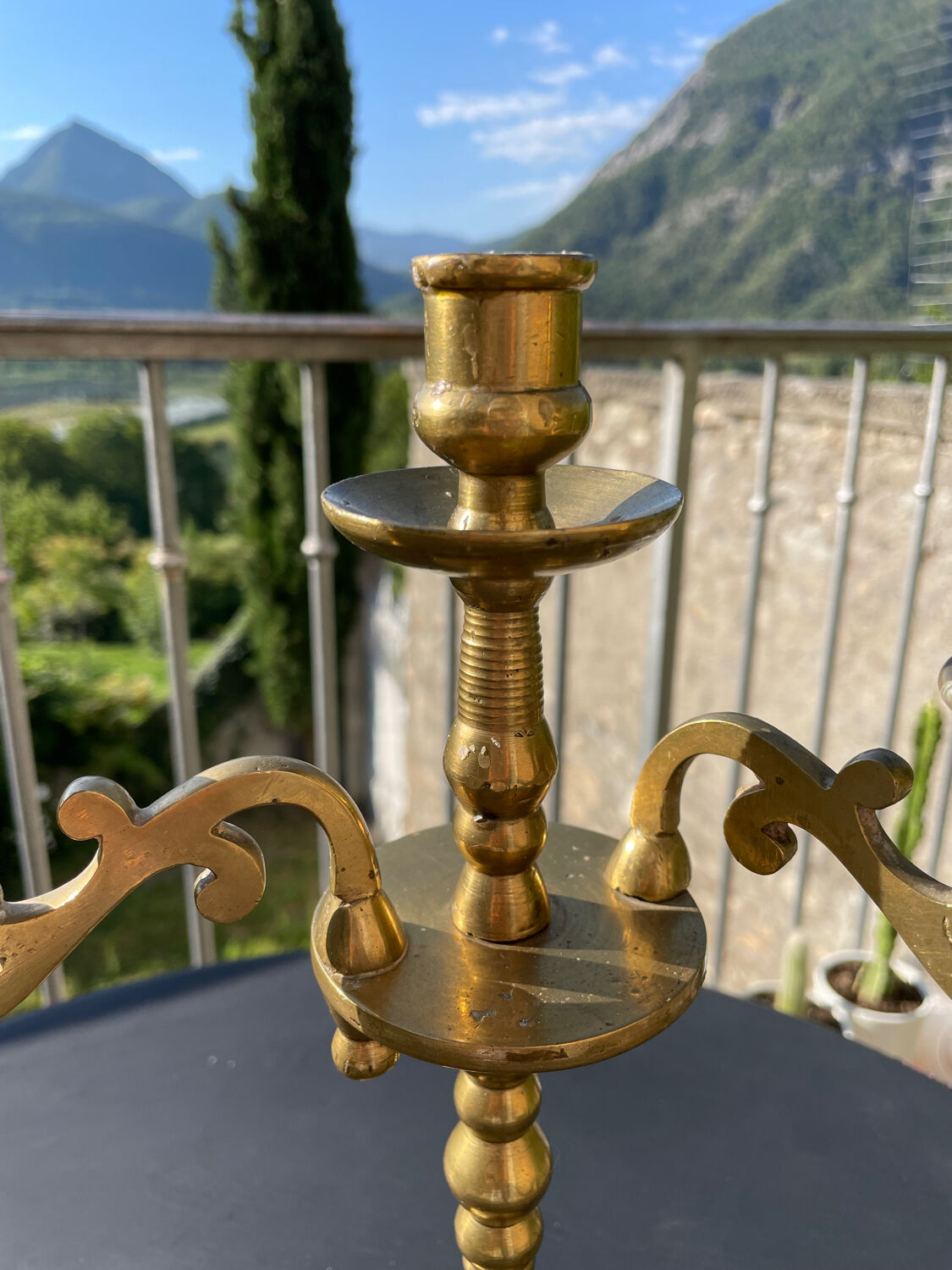 Old brass candle holder
