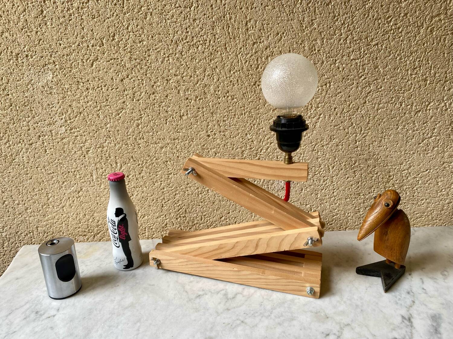Accordion lamp, vintage Scandinavian design from the 90s, modernist design.
