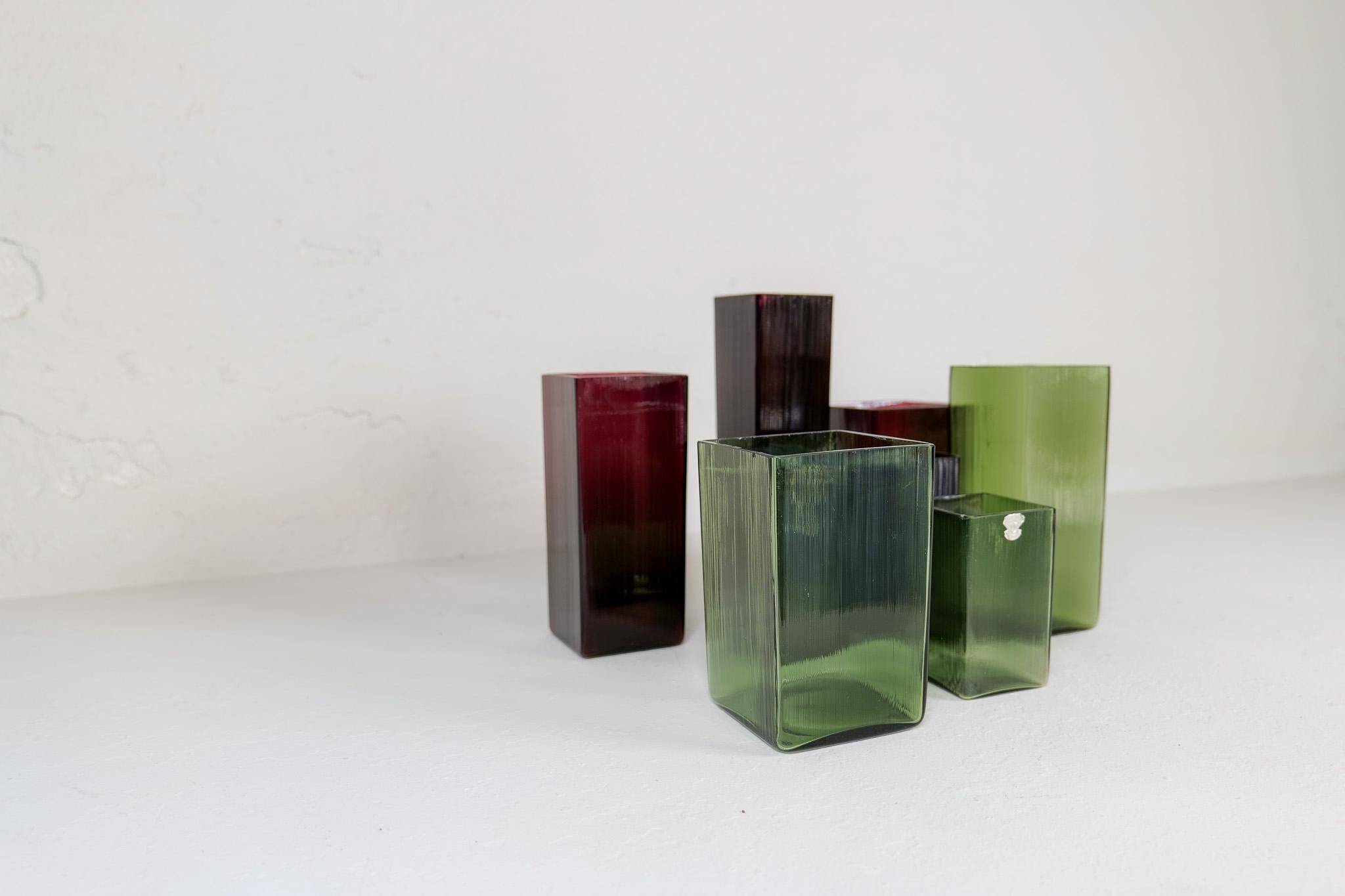 Mid-Century Collection of Seven "Ice" Vases by Gullaskruf, Sweden, 1960s