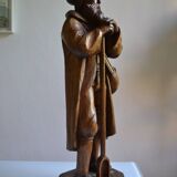 Grande sculpture bois d'un homme avec sa pelle à grain 52 cm