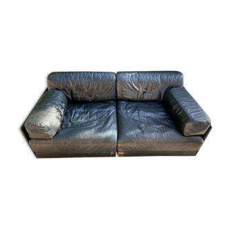 Vintage sofa of Sede 76 in black leather