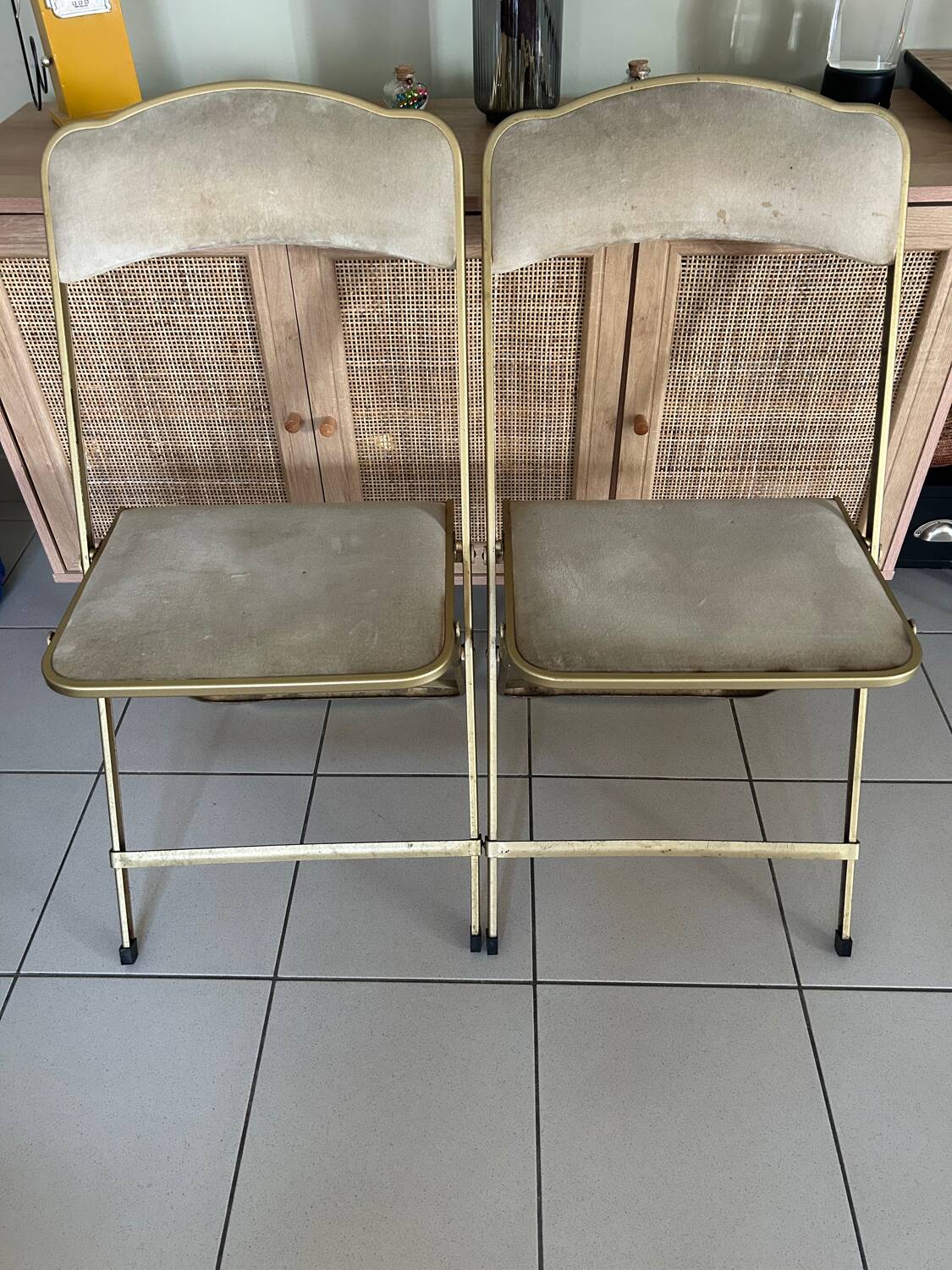 Set of 2 Vintage Folding Opera Chairs