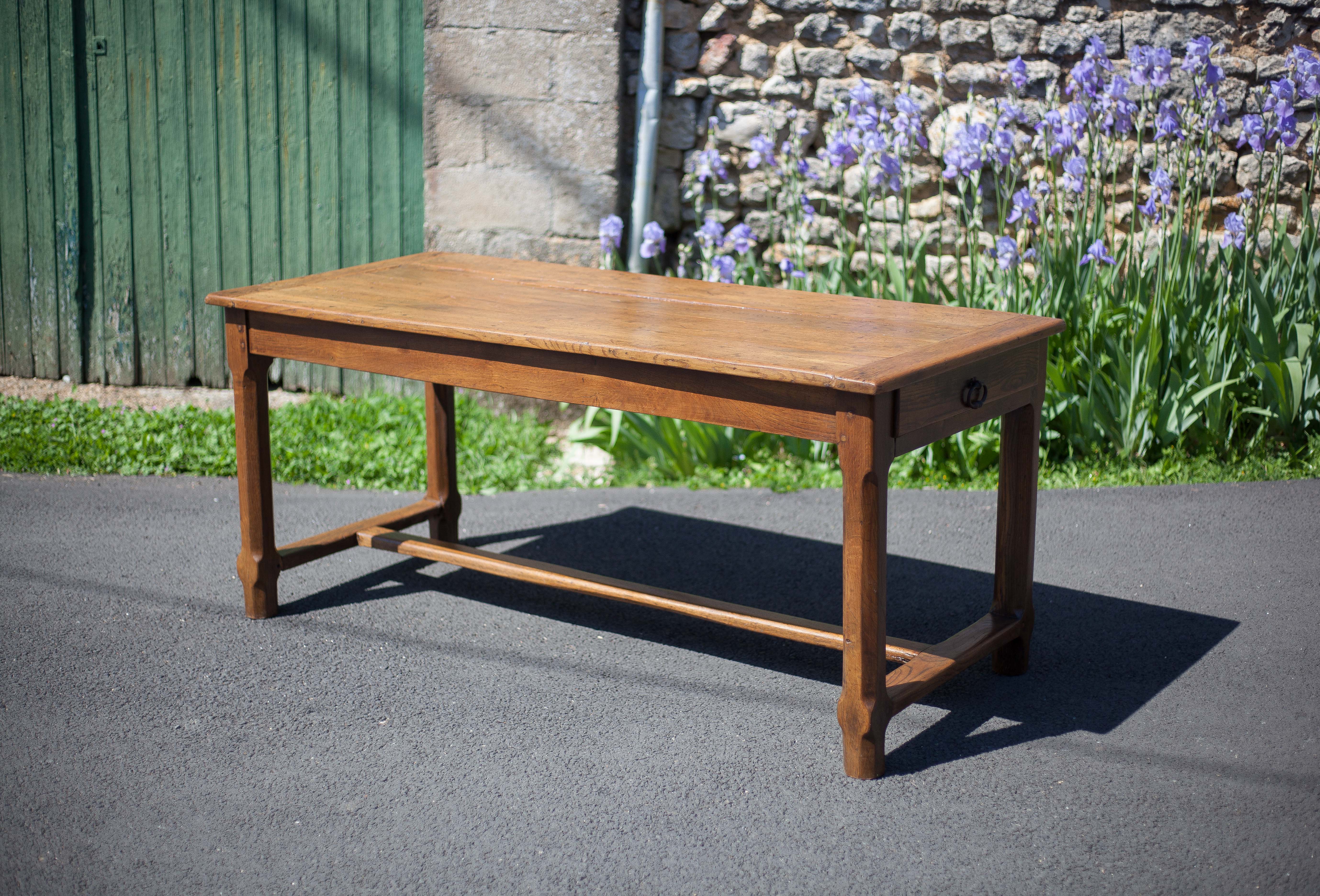 Wood farmhouse table, antique wood table, dining table, table with drawer, kitchen, countryside