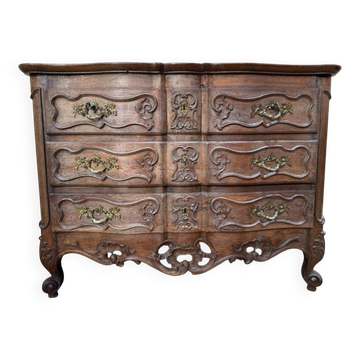 Commode Nîmoise Louis XV en chêne sculpté