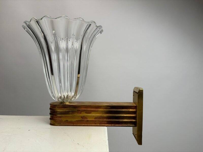 Murano Glass Wall Lamps attributed to Ercole Barovier, Italy, 1940s, Set of 4