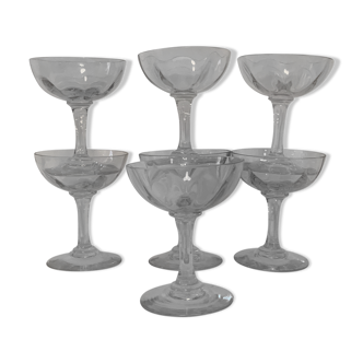 Set of 7 crystal champagne glasses