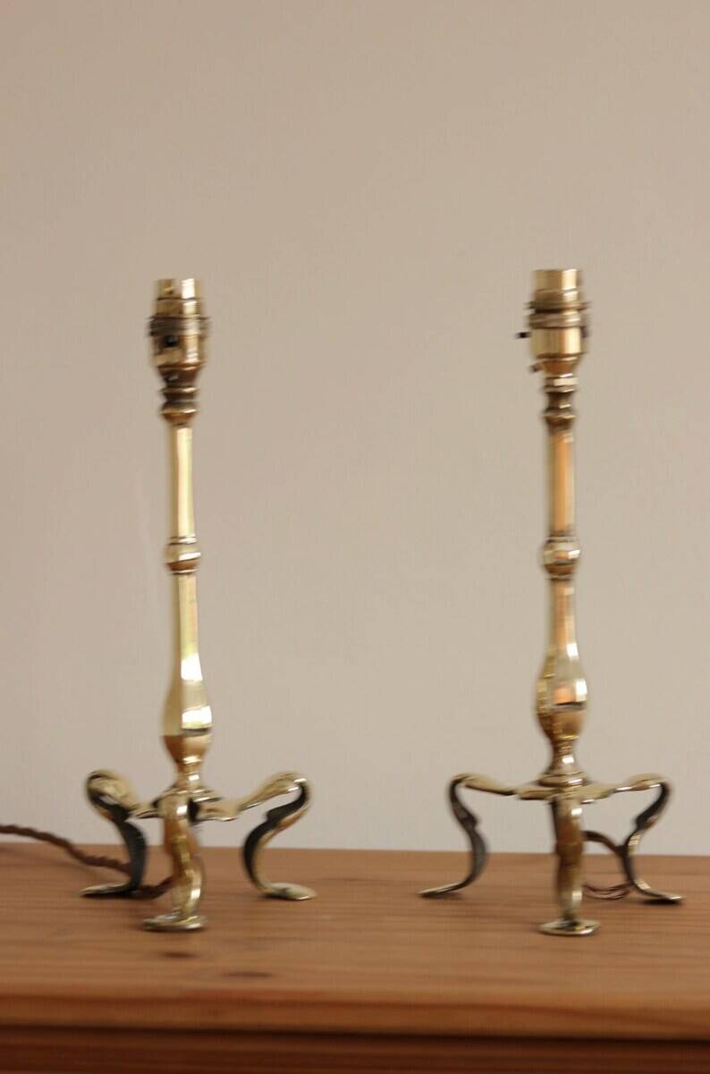 Pair Of Victorian Antique Brass Pullman Railway Carriage Table Lamps