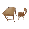 Bureau pupitre d'écolier et chaise vintage