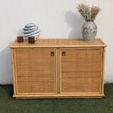 Low buffet / sideboard Dal Vera bamboo rattan vintage 1970s